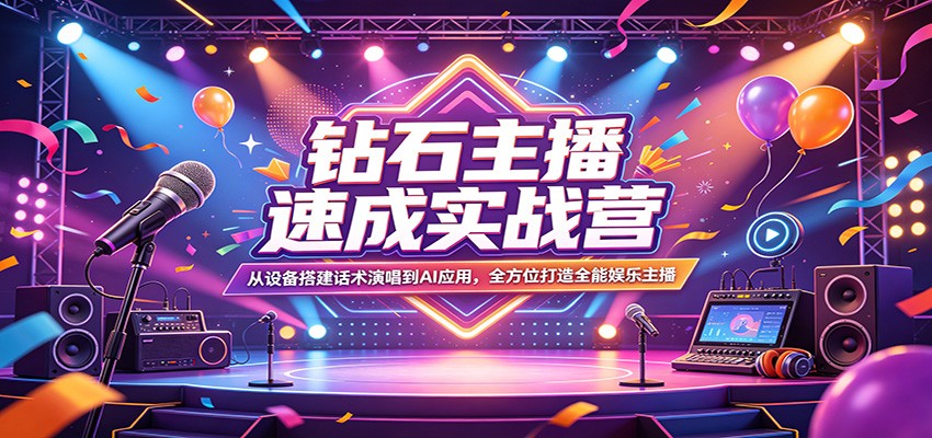 钻石主播速成实战营：从设备搭建话术演唱到AI应用，全方位打造全能娱乐主播-MFXUI中国站