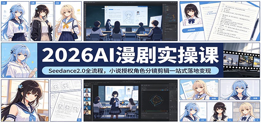 2026AI漫剧实操课：Seedance2.0全流程，小说授权角色分镜剪辑一站式落地变现-MFXUI中国站