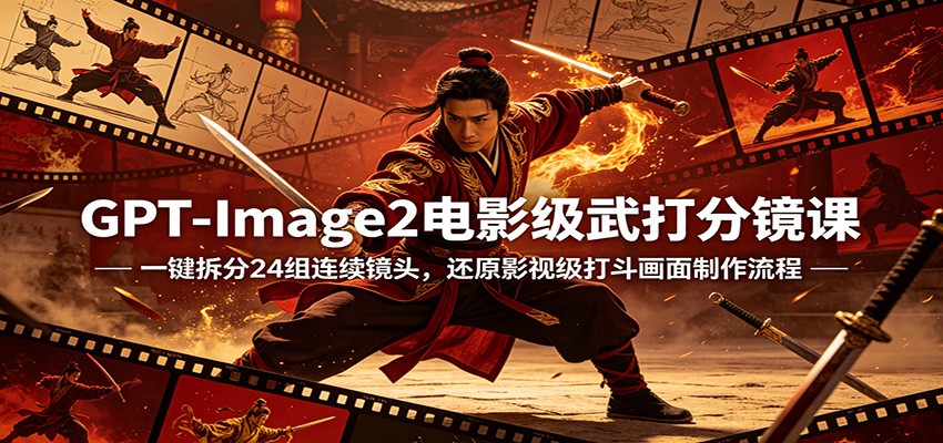 GPT-Image2电影级武打分镜课：一键拆分24组连续镜头，还原影视级打斗画面制作流程-MFXUI中国站