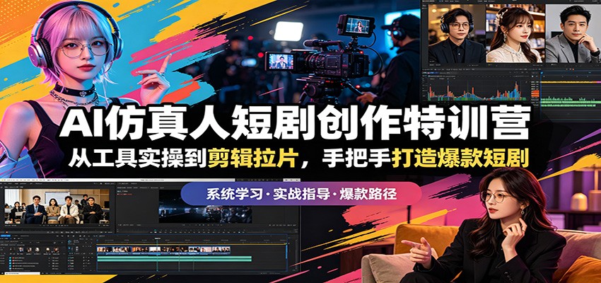 AI仿真人短剧创作特训营:从工具实操到剪辑拉片,手把手打造爆款短剧-MFXUI中国站