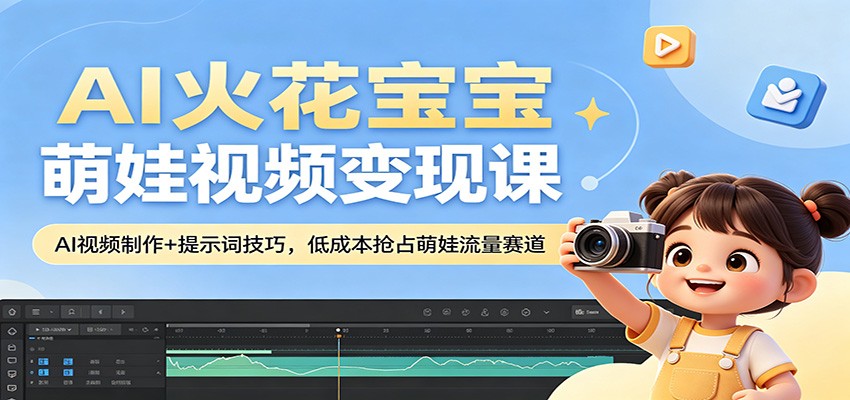 AI火花宝宝萌娃视频变现课：AI视频制作+提示词技巧，低成本抢占萌娃流量赛道-MFXUI中国站