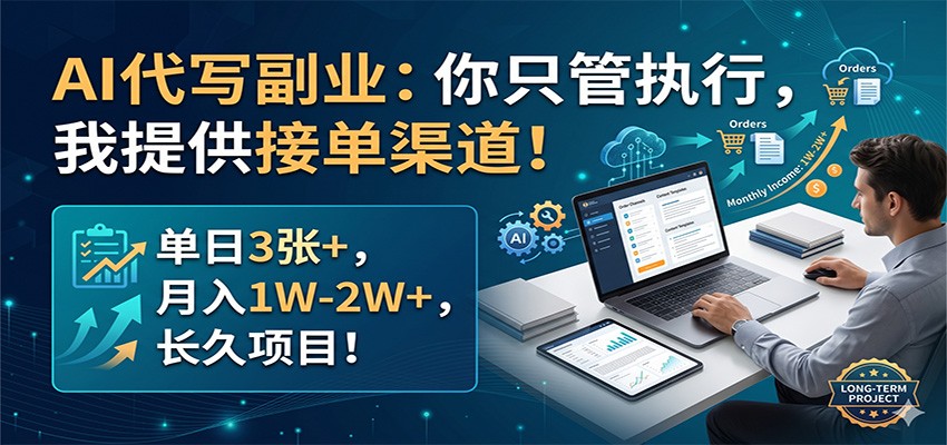 AI代写副业：你只管执行，我提供接单渠道！单日3张+，月入1W-2W+，长久项目-MFXUI中国站