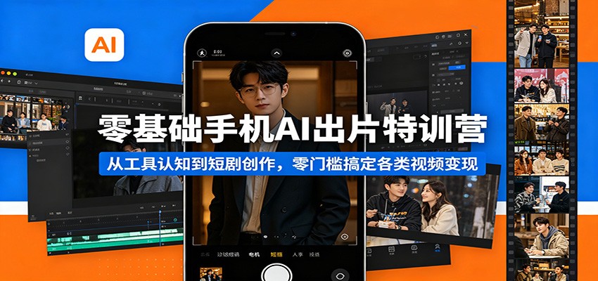零基础手机AI出片特训营：从工具认知到短剧创作，零门槛搞定各类视频变现-MFXUI中国站