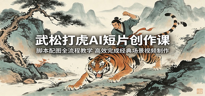 武松打虎AI短片创作课：脚本配图全流程教学，高效完成经典场景视频制作-MFXUI中国站