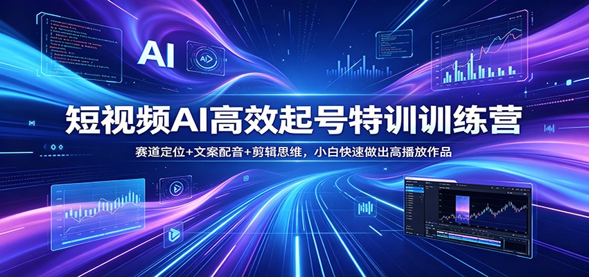 短视频AI高效起号特训训练营：赛道定位+文案配音+剪辑思维，小白快速做出高播放作品-MFXUI中国站