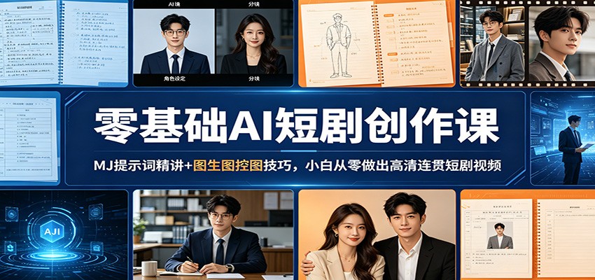 零基础AI短剧创作课：MJ提示词精讲+图生图控图技巧，小白从零做出高清连贯短剧视频-MFXUI中国站