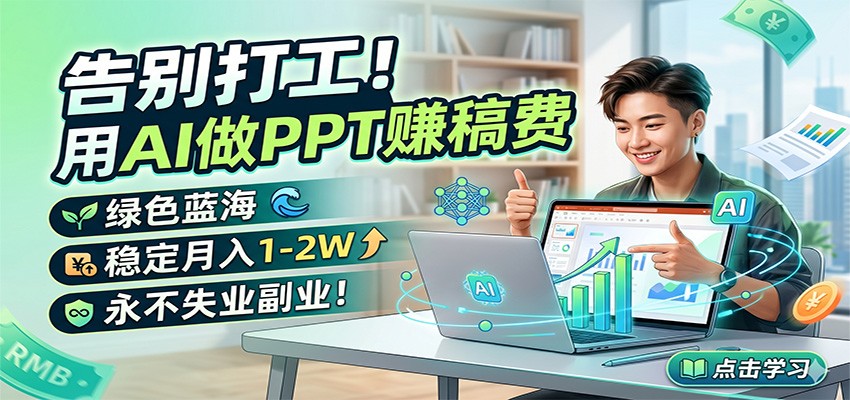 告别打工!用AI做PPT赚稿费,绿色蓝海,稳定月入1-2W,永不失业副业!-MFXUI中国站