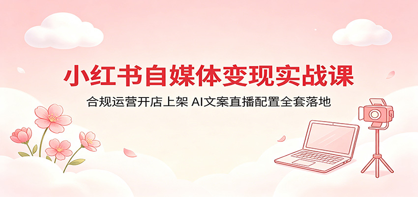 小红书自媒体变现实战课：合规运营开店上架，AI文案直播配置全套落地-MFXUI中国站