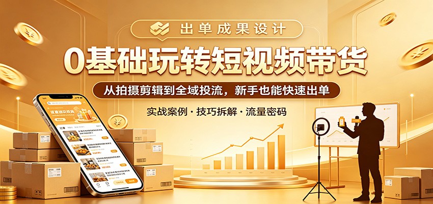 0基础玩转短视频带货：从拍摄剪辑到全域投流，新手也能快速出单-MFXUI中国站