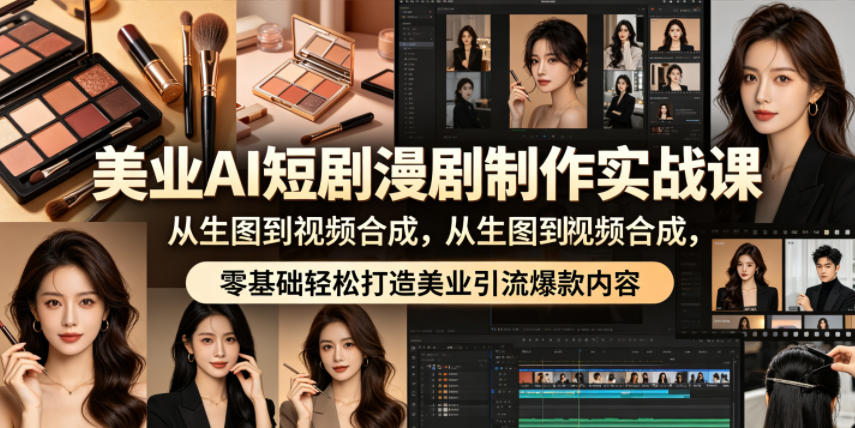 美业AI短剧漫剧制作实战课,从生图到视频合成,零基础轻松打造美业引流爆款内容-MFXUI中国站