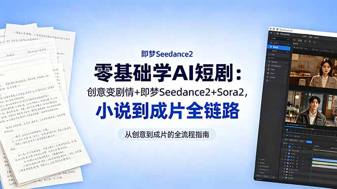 零基础学AI短剧:创意变剧情+即梦Seedance2+Sora2,小说到成片全链路-MFXUI中国站