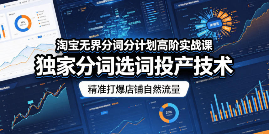 淘宝无界分词分计划高阶实战课,独家分词选词投产技术,精准打爆店铺自然流量-MFXUI中国站