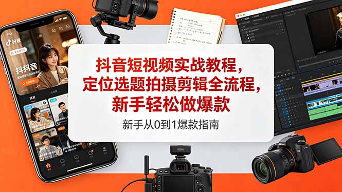 抖音短视频实战教程,定位选题拍摄剪辑全流程,新手轻松做爆款-MFXUI中国站