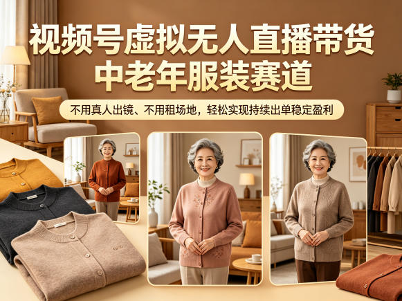 视频号虚拟无人直播带货中老年服装赛道,不用真人出镜、不用租场地,轻松实现持续出单稳定盈利-MFXUI中国站