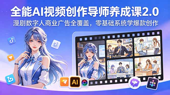 全能AI视频创作导师养成课2.0，漫剧数字人商业广告全覆盖，零基础系统学爆款创作-MFXUI中国站