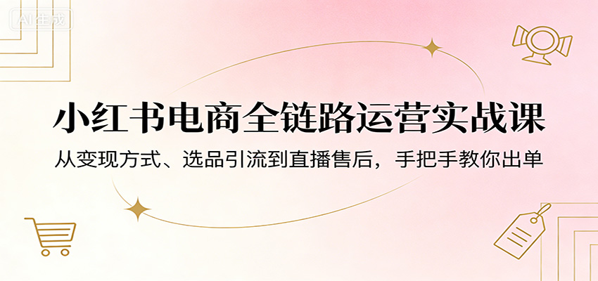 小红书电商全链路运营实战课：从变现方式、选品引流到直播售后，手把手教你出单-MFXUI中国站