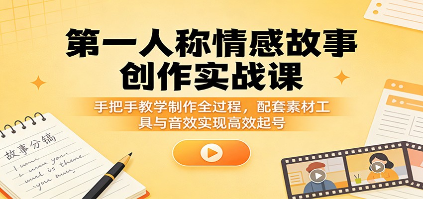第一人称情感故事创作实战课:手把手教学制作全过程,配套素材工具与音效实现高效起号-MFXUI中国站
