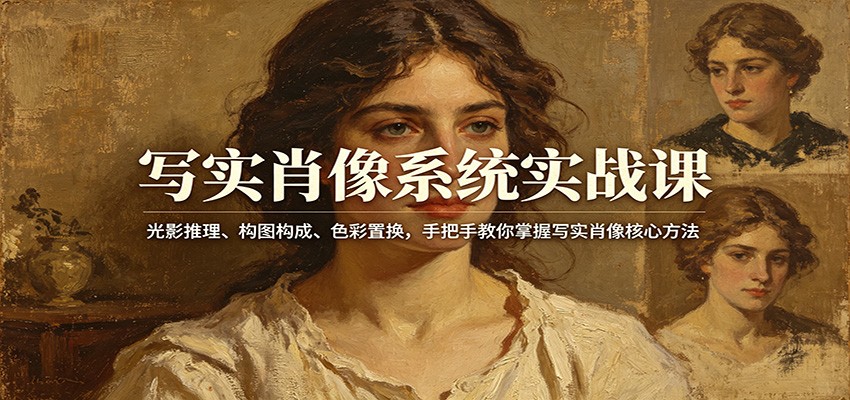 写实肖像系统实战课：光影推理、构图构成、色彩置换，手把手教你掌握写实肖像核心方法-MFXUI中国站