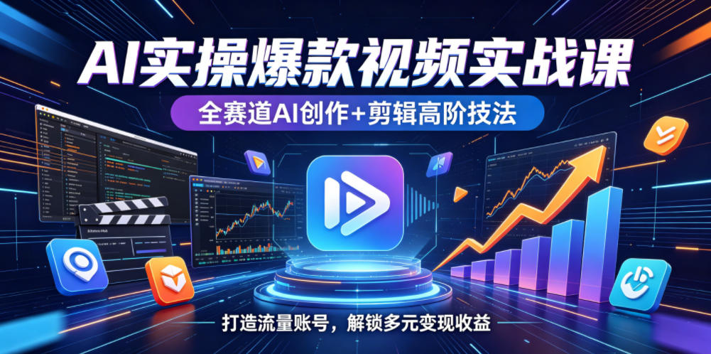AI实操爆款视频实战课,全赛道AI创作+剪辑高阶技法,打造流量账号,解锁多元变现收益-MFXUI中国站