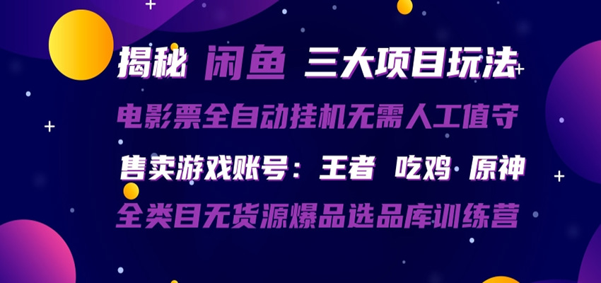 闲鱼三种玩法 全自动电影票 售卖游戏账号 爆品选品库训练营-MFXUI中国站