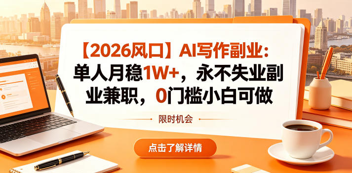 【2026风口】AI写作副业:单人月稳1W+,永不失业副业兼职,0门槛小白可做【揭秘】-MFXUI中国站