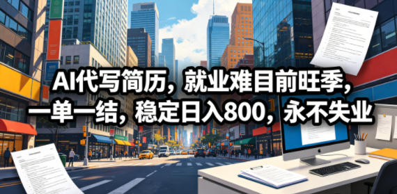 AI代写简历,就业难目前旺季,一单一结,稳定日入800,永不失业-MFXUI中国站