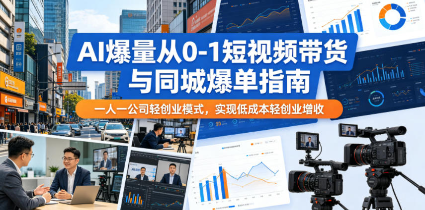 AI爆量从0-1短视频带货与同城爆单指南,一人一公司轻创业模式,实现低成本轻创业增收-MFXUI中国站