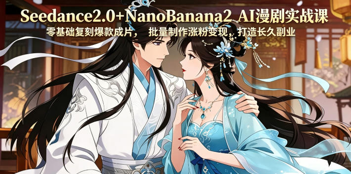 Seedance2.0+NanoBanana2 AI漫剧实战课,零基础复刻爆款成片涨粉变现,打造长久副业收益-MFXUI中国站