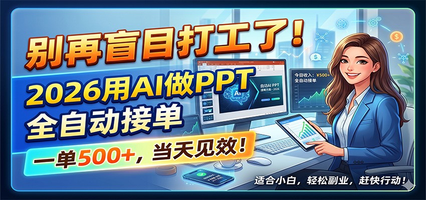 别再盲目打工了!2026用AI做PPT全自动接单,一单5张+,当天见效!-MFXUI中国站