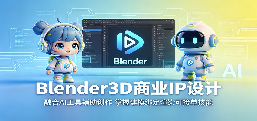 Blender3D商业IP设计:融合AI工具辅助创作,掌握建模绑定渲染可接单技能-MFXUI中国站