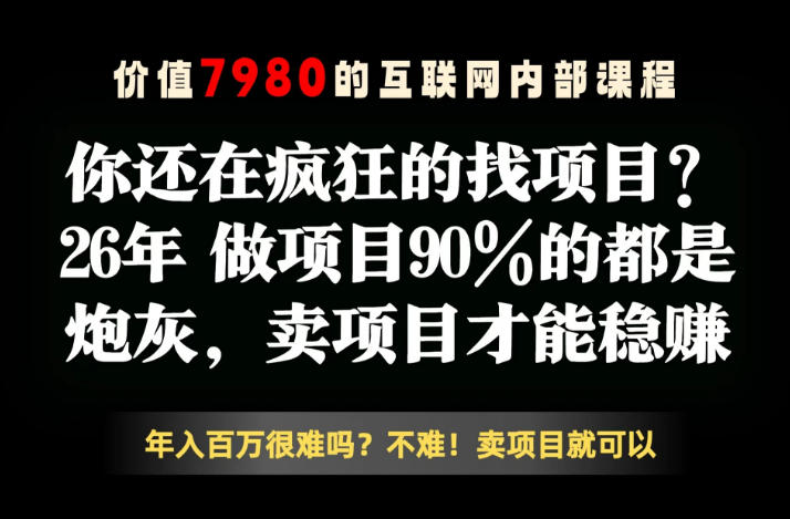 26年请不要疯狂的找项目了,卖项目远比你想象的暴利,你也可以月入10W+【揭秘】-MFXUI中国站