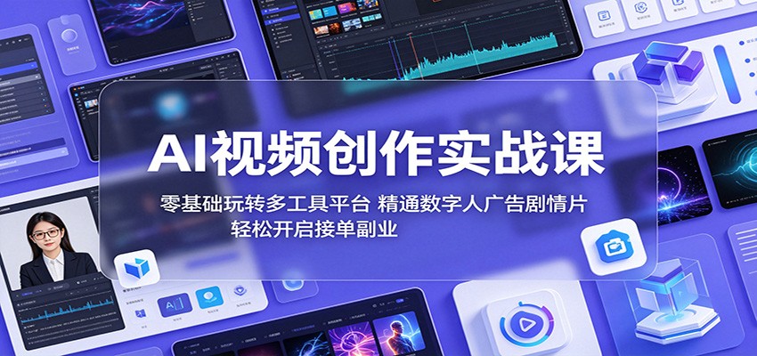 AI视频创作实战课:零基础玩转多工具平台,精通数字人广告、剧情片,轻松开启接单副业-MFXUI中国站