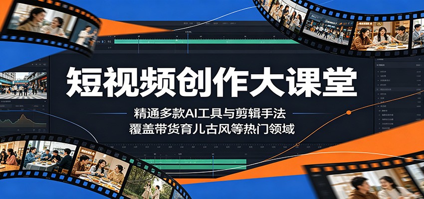 短视频创作大课堂：精通多款AI工具与剪辑手法，覆盖带货、育儿、古风等热门领域-MFXUI中国站