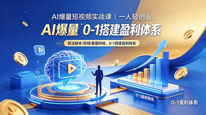 AI爆量短视频实战课｜一人轻创业，算法脚本剪辑直播同城，0-1搭建盈利体系-MFXUI中国站