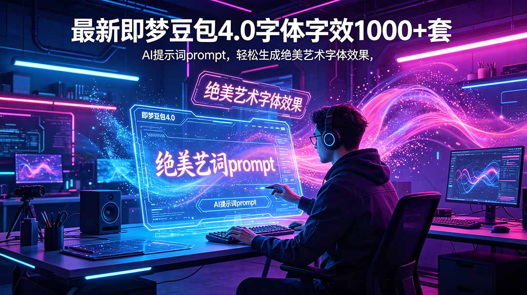 最新即梦豆包4.0字体字效1000+套,AI提示词prompt,轻松生成绝美艺术字体效果-MFXUI中国站