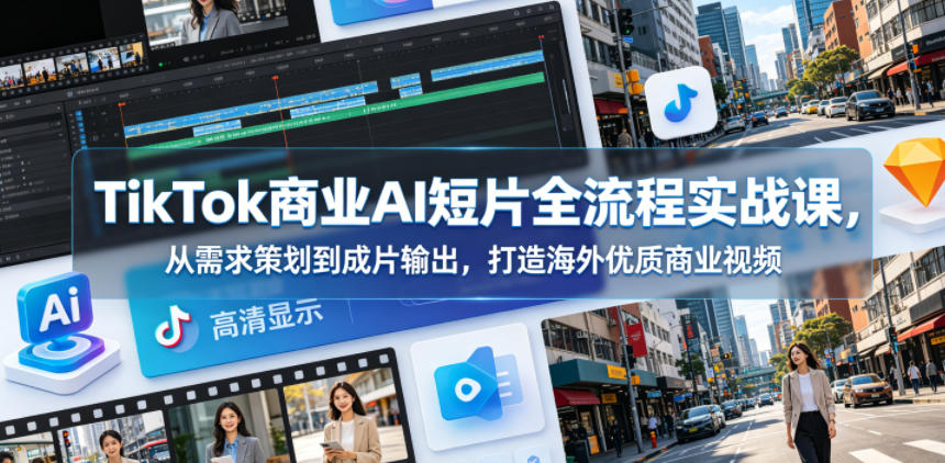 TikTok商业AI短片全流程实战课，从需求策划到成片输出，打造海外优质商业视频-MFXUI中国站