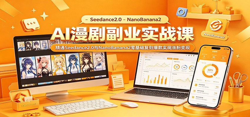 AI漫剧副业实战课:精通Seedance2.0与NanoBanana2零基础复刻爆款实现涨粉变现-MFXUI中国站