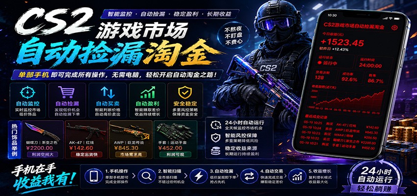 CSGO挂机捡漏项目通过利用游戏饰品交易机制，结合薄凉软件辅助捡漏，实现盈利-MFXUI中国站