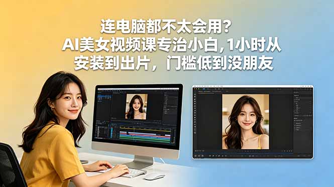 连电脑都不太会用?AI美女视频课专治小白,1小时从安装到出片,门槛低到没朋友-MFXUI中国站