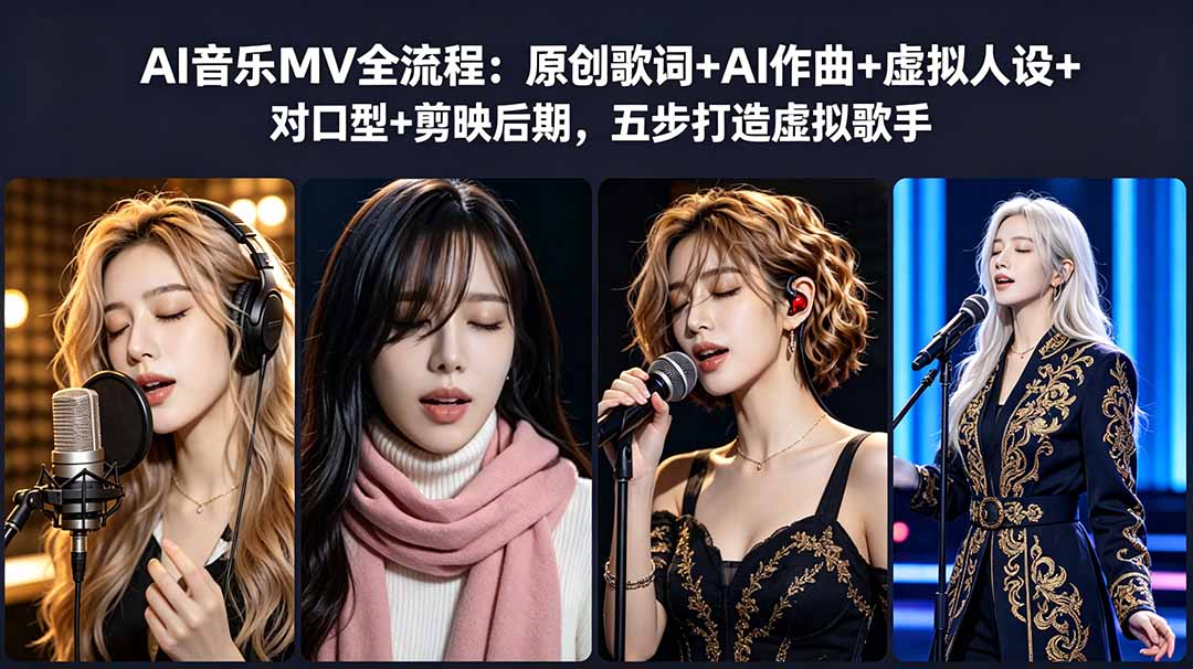 AI音乐MV全流程:原创歌词+AI作曲+虚拟人设+对口型+剪映后期,五步打造虚拟歌手-MFXUI中国站