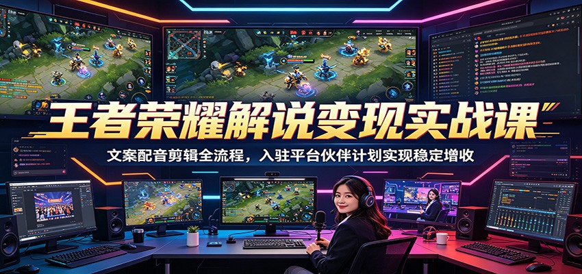 王者荣耀解说变现实战课：文案配音剪辑全流程，入驻平台伙伴计划实现稳定增收-MFXUI中国站