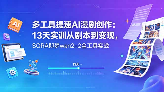 多工具提速AI漫剧创作:13天实训从剧本到变现,SORA即梦wan2-2全工具实战-MFXUI中国站