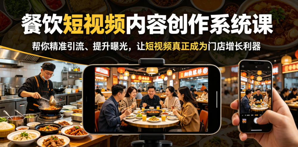 餐饮短视频内容创作系统课,帮你精准引流、提升曝光,让短视频真正成为门店增长利器-MFXUI中国站
