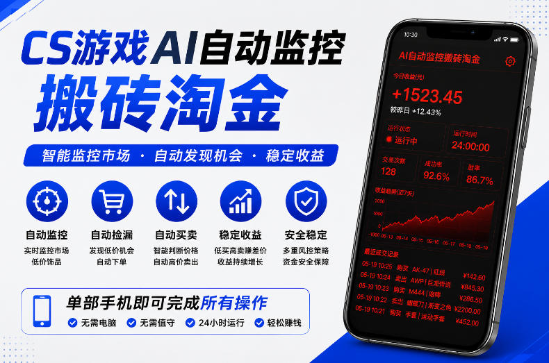 CS游戏AI自动监控搬砖淘金,稳定运行多年,支持任何形式验证,日入300+【揭秘】-MFXUI中国站
