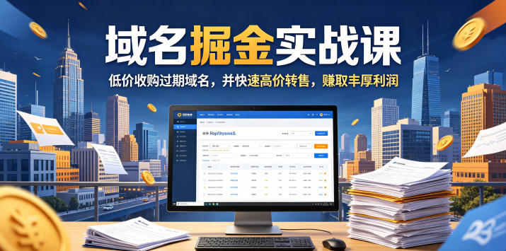 域名交易掘金实战课,低价收购过期域名,并快速高价转售,賺取丰厚利润【原创双语字幕】-MFXUI中国站