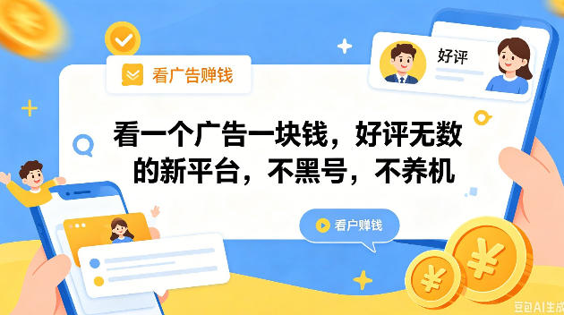 看一个广告一块钱,好评无数的新平台,不黑号,不养机,一撸几十块钱还是不错的【揭秘】-MFXUI中国站