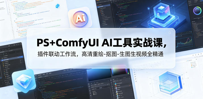 PS+ComfyUI AI工具实战课,插件联动工作流,高清重绘-抠图-生图生视频全精通-MFXUI中国站