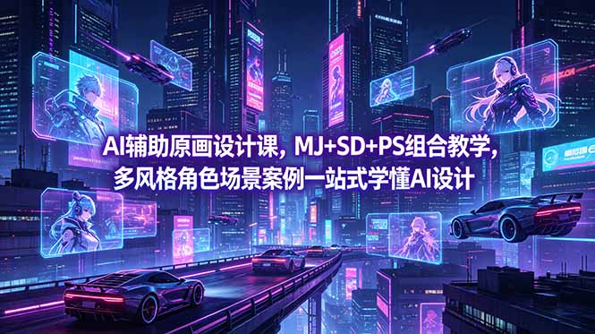 AI辅助原画设计课,MJ+SD+PS组合教学,多风格角色场景案例一站式学懂AI设计-MFXUI中国站