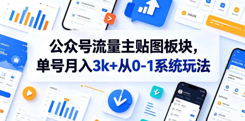 公众号流量主贴图板块,单号月入3k+从0-1系统玩法-MFXUI中国站