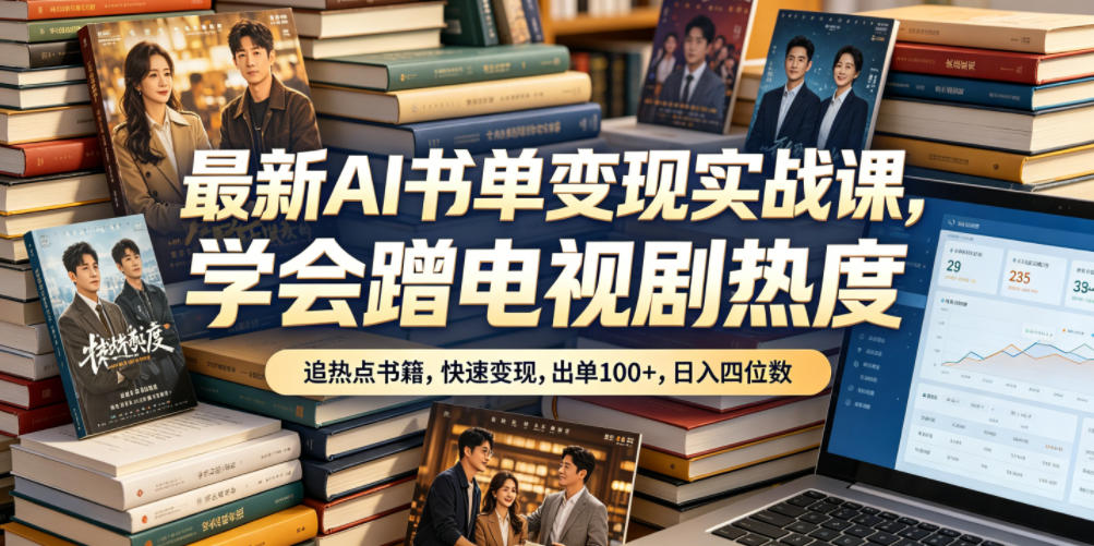 最新AI书单变现实战课,学会蹭电视剧热度,追热点书籍,快速变现,出单100+,日入四位数-MFXUI中国站